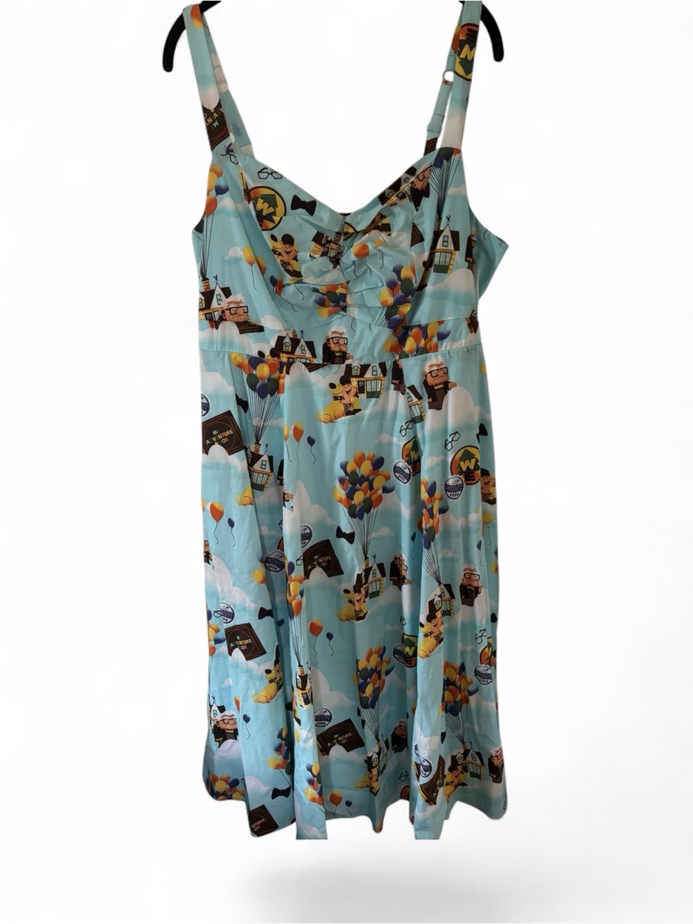 Pixar Up Balloon House Retro Pinup Whimsical Midi Dress 1XL Light Blue